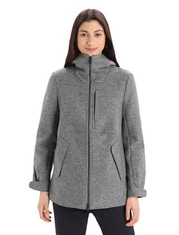 Gritstone Heather Icebreaker Felted Merino Hooded Women's Jackets | AU 1651EBCX